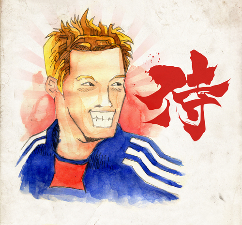 Cartoon: Keisuke Honda (medium) by Thomas Berthelon tagged berthelon,thomas,worldcup,world,cup,2010,mondial,football,honda,japan