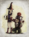 Cartoon: Halloween Family (small) by Thomas Berthelon tagged halloween watercolor watercolour aquarelle