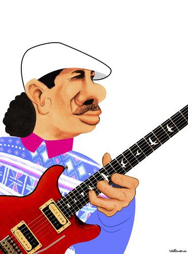 Cartoon: Carlos Santana (medium) by Valbuena tagged musik,music,cartoon,caricature,santana,latin