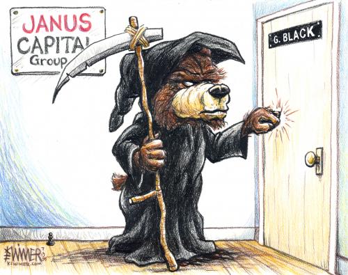 Cartoon: Black Market Reaper (medium) by karlwimer tagged janus,capital,bear,grim,reaper,death,stock,market,colorado,denver