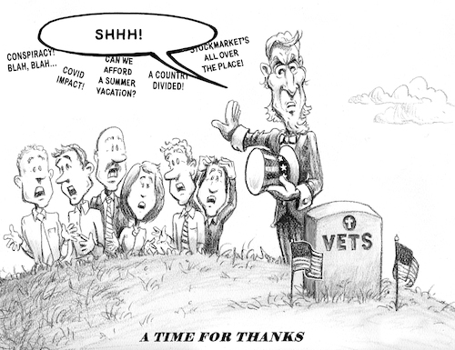 Cartoon: Memorial Day 2021 Giving Thanks (medium) by karlwimer tagged memorial,day,usa,thanks,remembrance,veterans,uncle,sam