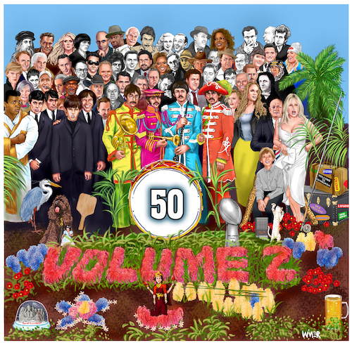 Cartoon: Sgt Peppers Reimagined (medium) by karlwimer tagged sgt,peppers,lonely,hearts,club,band,album,cover,art,illustration,celebrities