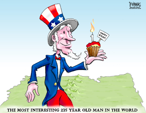 Cartoon: Uncle Sam Birthday (medium) by karlwimer tagged equis,dos,sam,uncle,july4,birthday,usa