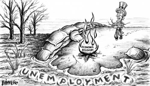 Cartoon: Unemployment Flood (medium) by karlwimer tagged unemployment,economy,recession,stimulus,uncle,sam,flood,sandbags