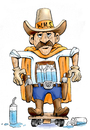 Cartoon: Cowboy Water Caddy Illustration (small) by karlwimer tagged basketball,water,carrier,caddy,illustration,sports