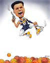 Cartoon: Jamal Murray Nugget Sharpshooter (small) by karlwimer tagged denver,nuggets,nba,basketball,sports,sharpshooter,blue,arrow