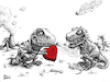 Cartoon: Jurassic Love Dinosaur Valentine (small) by karlwimer tagged dinosaur,valentine,jurassic,love,meteor,tyrannosaurus,heart