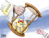 Cartoon: New Years Handoff 11 (small) by karlwimer tagged newyear 2010 2011 business economics unemployment northkorea politics war deficit debt