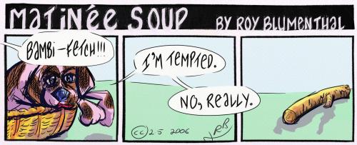 Cartoon: MatineeSoup--Fetch (medium) by royblumenthal tagged cartoon,strip,bambi,colour,color,dog,animal