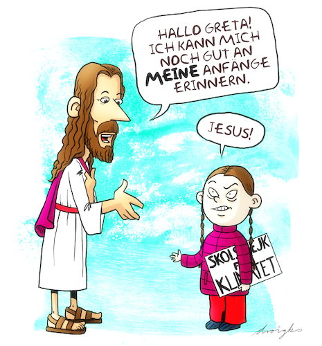 Cartoon: Deja-vu (medium) by droigks tagged religion,jesus,greta,thunberg,klima,anthropzentrische,erderwärmung,friday,for,future,religion,jesus,greta,thunberg,klima,anthropzentrische,erderwärmung,friday,for,future