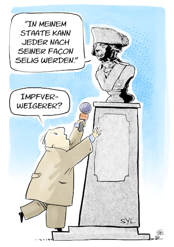 Cartoon: Der Alte Fritz (medium) by droigks tagged cartoon,comic,syl,impfen,impfzwang,droigks,anekdote,spruch,leitmotiv,argumente,disput,debattenkultur,corona,covid,genesen,getestet,geimpft,friedrich,preussen,könig,statement,cartoon,comic,syl,impfen,impfzwang,droigks,argumente,disput,debattenkultur,corona,covid,genesen,getestet,geimpft,friedrich,preussen,könig,statement