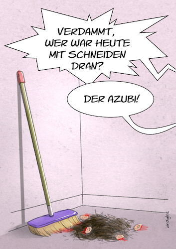 Cartoon: Frisör Azubi (medium) by droigks tagged cartoon,comic,droigks,ausbildung,lehrling,friseuse,friseur,und,friseurin,sind,frisoerin,ohr,haarschnitt,amputation,verlust,cartoon,comic,droigks,ausbildung,lehrling,friseuse,friseur,und,friseurin,sind,frisoerin,ohr,haarschnitt,amputation,verlust