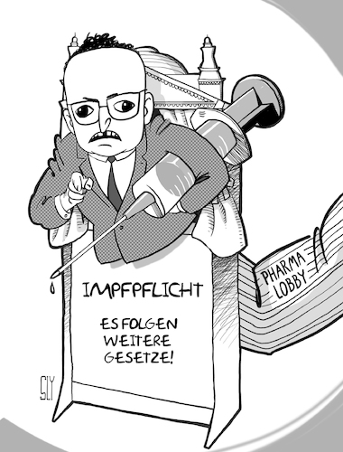 Cartoon: drohende Impfpflicht (medium) by droigks tagged masern,impfung,corona,covid,pandemie,epidemie,impfpflicht,spahn,gesundheitsminister,pharmazie,lobby,lobbyismus,politdarsteller,gesetz,zwang,durchimpfen,reihenimpfung,herdenimmunität,körperverletzung,eigenverantwortlichkeit,masern,impfung,impfpflicht,spahn,gesundheitsminister,pharmazie,lobby,lobbyismus,politdarsteller,gesetz,zwang,durchimpfen,reihenimpfung,körperverletzung,eigenverantwortlichkeit