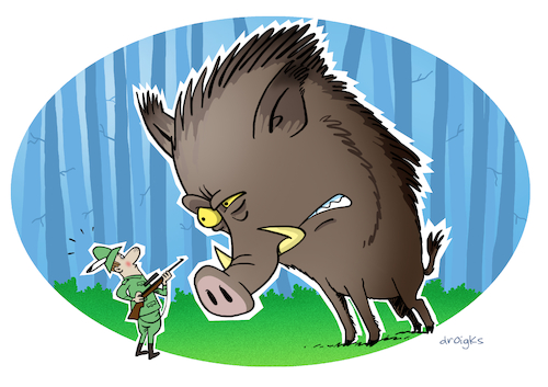 Cartoon: Jägerlatein (medium) by droigks tagged illustration,droigks,jagd,jäger,latein,wildschwein,tierwelt,ersponnen,lügengeschichte,aufbauschen,übertreibung,erfindung,metapher,erstunken,erlogen,tierart,wolpertinger,illustration,droigks,jagd,jäger,latein,ersponnen,lügengeschichte,aufbauschen,übertreibung,erfindung,metapher,erstunken,erlogen,tierart,wolpertinger