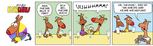 Cartoon: KenGuru Kneipe contra Weinstube (medium) by droigks tagged gastronomie,kneipe,bar,weinstube,droigks,weinen,heulen,känguru,heulen,weinen,droigks,weinstube,bar,kneipe,gastronomie