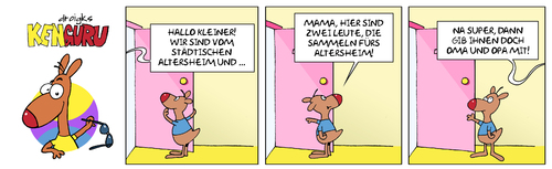 Cartoon: KenGuru Oma und Opa verschenken (medium) by droigks tagged sammeln,känguru,droigks,altersheim,opa,oma,alt,spenden,alt,oma,opa,altersheim,droigks,känguru,sammeln,spenden