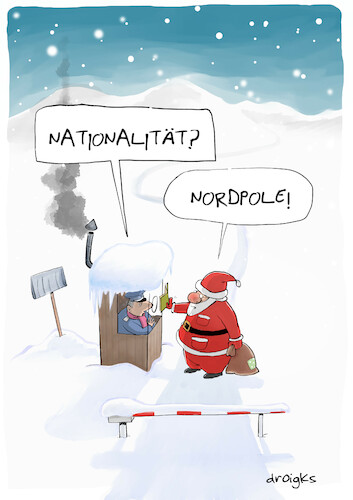 Cartoon: Nordpole (medium) by droigks tagged nation,nationalität,nordpol,weihnachtsmann,herkunft,grenze,pass,ausweisen,grenzkontrolle,passkontrolle,grenzer,grenzbeamter,nation,nationalität,nordpol,weihnachtsmann,herkunft,grenze,pass,ausweisen,grenzkontrolle,passkontrolle,grenzer,grenzbeamter