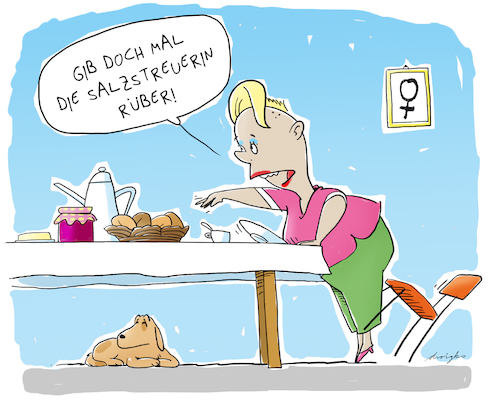 Cartoon: Salzstreuerin (medium) by droigks tagged mann,frau,gender,frauenquote,geschlecht,geschlechterkampf,weiblich,frauenpower,gleichberechtigung,maskulinum,generisches,femininum,mann,frau,gender,frauenquote,geschlecht,geschlechterkampf,weiblich,frauenpower,gleichberechtigung,maskulinum,generisches,femininum