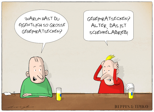 Cartoon: Schenkelabrieb (medium) by droigks tagged cartoon,comic,geheimratsecken,geselligkeit,stammtisch,kneipe,bier,gespräch,zoten,witz,maske,austausch,cartoon,comic,geheimratsecken,geselligkeit,stammtisch,kneipe,bier,gespräch,zoten,witz,maske,austausch