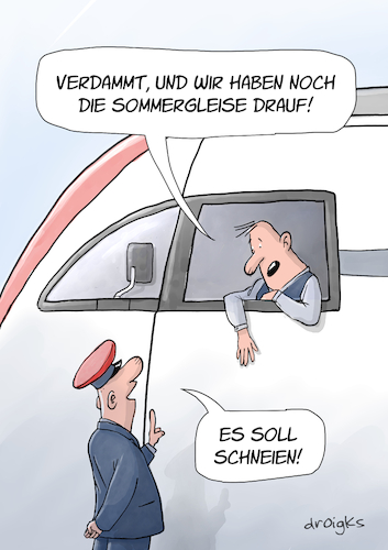 Cartoon: Schneefall (medium) by droigks tagged schnee,schneien,winter,db,schneeflocke,niederschlag,widrigkeit,wintergleis,droigks,gewappnet,vorbereitung,deutsche,bahn,eisenbahn,gleis,herausforderung,sommer,winterreifen,sommerreifen,schnee,schneien,winter,schneeflocke,niederschlag,widrigkeit,wintergleis,droigks,gewappnet,vorbereitung,deutsche,bahn,eisenbahn,gleis,herausforderung,sommer,winterreifen,sommerreifen