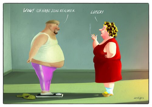 Cartoon: verlorene Pfunde (medium) by droigks tagged gewicht,abnehmen,diät,gewichtsverlust,gewichtsabnahme,gewichtsabbau,gewichtsreduzierung,adipositas,fettsucht,waage,wiegen,droigks,loser,verlierer,fresssucht,pfunde,fettleibigkeit,übergewicht,gewicht,abnehmen,diät,gewichtsverlust,adipositas,fettsucht,waage,wiegen,droigks,loser,verlierer,pfunde,fettleibigkeit,übergewicht