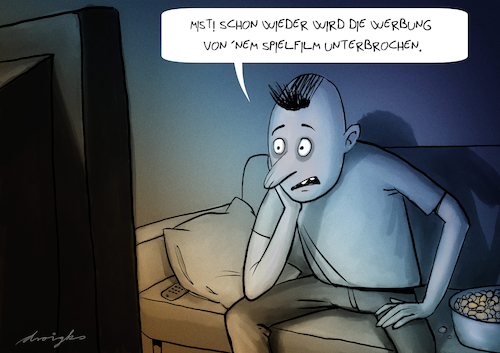 Cartoon: Werbeunterbrechung (medium) by droigks tagged werbung,werbeunterbrechung,droigks,sehgewohnheit,übermass,schwemme,werbeflut,tv,fernsehen,film,unterbrechung,stoerung,werbepause,reklame,verhaeltnismaessigkeit,unterhaltung,medienkonsum,mediale,störung,werbung,werbeunterbrechung,droigks,tv,fernsehen,film,unterbrechung,stoerung,werbepause,reklame,verhaeltnismaessigkeit,unterhaltung,medienkonsum,mediale,störung