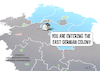 Cartoon: Kolonie East Germany (small) by droigks tagged siedlung,kolonialismus,entwicklung,ressourcen,kultur,einwanderung,unabhängigkeit,handel,gesellschaft,verwaltung,droigks,ökonomie,ausbeutung,besitz,eigentum