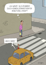 Cartoon: Veganer (small) by droigks tagged vegane,ernaehrung,tier,droigks,tiernutzung,tabu,vaganer,veganerin,ungeduld,autofahrer,fussgaengerueberweg