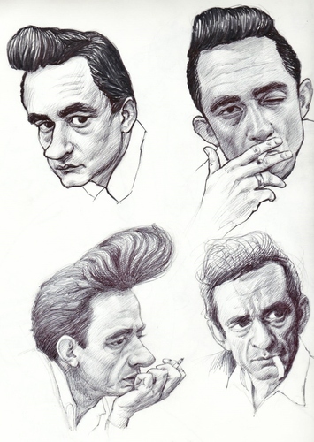 Cartoon: Johnny Cash (medium) by wwoeart tagged johnny,cash