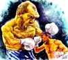 Cartoon: Nikolai Valuev vs. John Ruiz (small) by wwoeart tagged nikolai,valuev