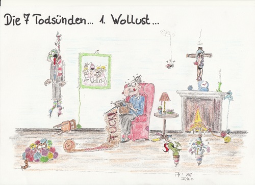 Cartoon: Die 7 Todsünden..1. Wollust (medium) by Tom13thecat tagged schwarzer,humor,religion