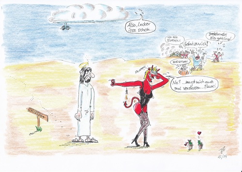 Cartoon: Jesus und der Teufel (medium) by Tom13thecat tagged cartoons,kaktus