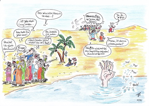 Cartoon: übers Wasser gehen (medium) by Tom13thecat tagged jesus,glaube