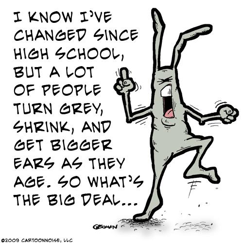 Cartoon: Class Reunion... V (medium) by GBowen tagged class,reunion,school,highschool,cartoon,gbowen,monster,beer,party