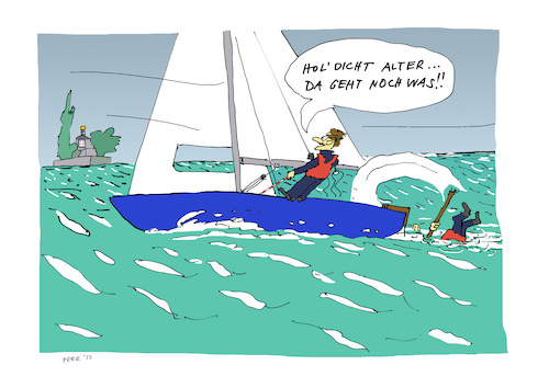 Cartoon: Vorschoter im Glück (medium) by darkplanet tagged segler,segelboot,steuermann,vorschoter,ruder,kenterung,segler,segelboot,steuermann,vorschoter,ruder,kenterung