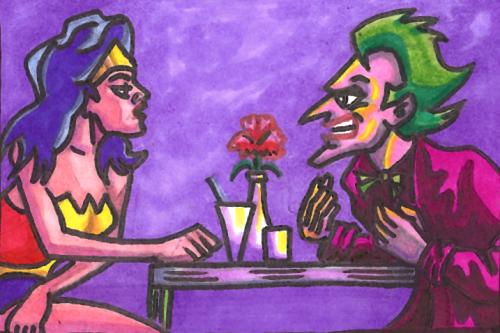 Cartoon: Date Night (medium) by Tzod Earf tagged cartoon,sketch,joker,wonder,woman,date