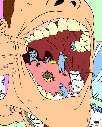 Cartoon: Mouth Hygene (medium) by Sippin Juice tagged mouth,dentist,hygene,cleaning,bathroom
