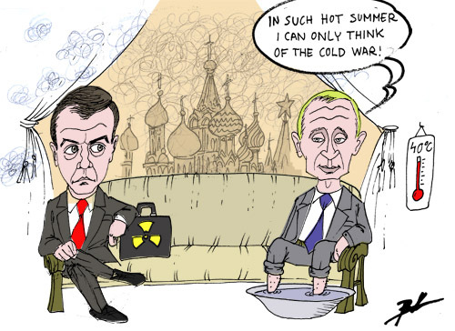 Cartoon: Hot summer in Moscow (medium) by Ballner tagged putin,medvedev,russia