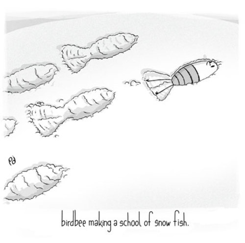 Cartoon: birdbee - fish (medium) by birdbee tagged birdbee,snow,fish,angel,winter