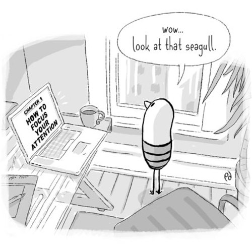 Cartoon: birdbee - focus (medium) by birdbee tagged birdbee,focus,office,distraction,procrastination