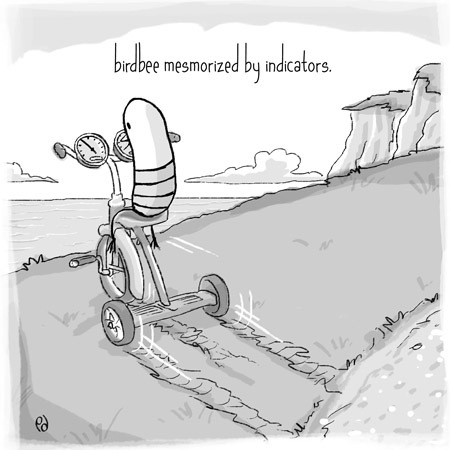 Cartoon: birdbee - indicators (medium) by birdbee tagged birdbee,trike,tricycle,cliff,guages