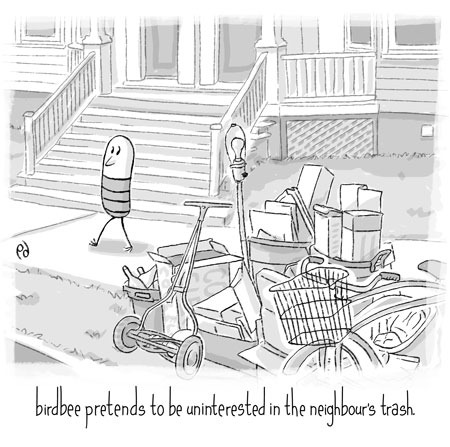Cartoon: birdbee - trash (medium) by birdbee tagged neighbor,city,sidewalk,walk,trash,birdbee