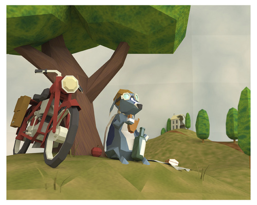 Cartoon: Lunch Break (medium) by birdbee tagged 3d,lowpoly,lunch,war,motorcycle,dog,messenger