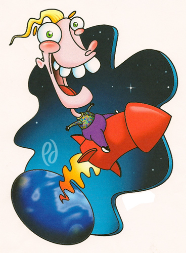 Cartoon: Rocket Man (medium) by birdbee tagged silly,rocket,ride,space,earth