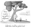 Cartoon: birdbee - lunch (small) by birdbee tagged birdbee hungry impatience enlightenment guru