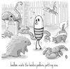 Cartoon: birdbee - zoo (small) by birdbee tagged birdbee,skunk,porcupine,octopus,bat,snake,lobster,rat,zoo