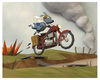 Cartoon: Crossing No Mans Land (small) by birdbee tagged dog,war,motorcycle,messenger,lowpoly,3d