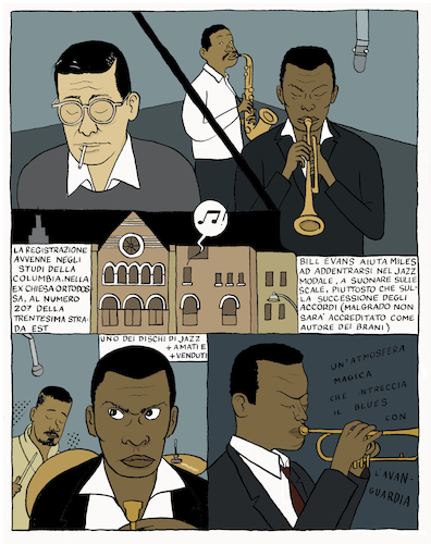 Cartoon: blue (medium) by marco petrella tagged jazz,miles,davis,kindofblue
