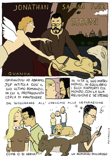 Cartoon: jonathan safran foer - here I am (medium) by marco petrella tagged jonathansafranfoer