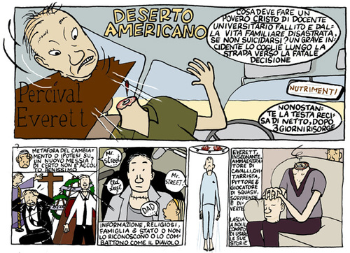 Cartoon: percival everett (medium) by marco petrella tagged everett,writers,books,drawings,comix